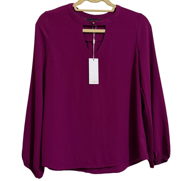Mabel Tops - Mabel Magenta Keyhole Long Sleeve Blouse Top XS NWT Made in USA